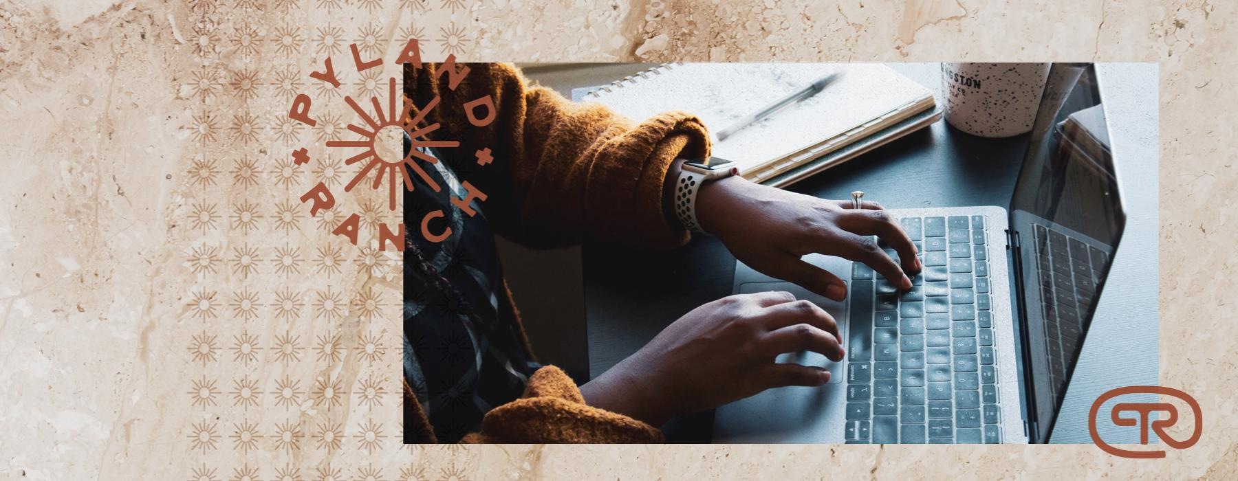 a person sitting at a desk with a laptop